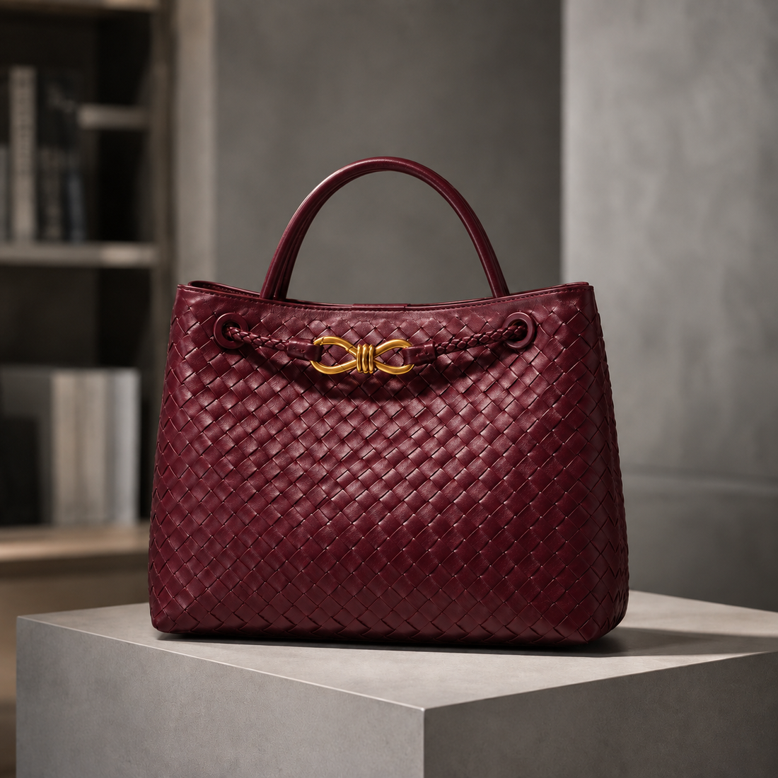Piras Woven Handbag - Burgundy