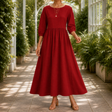 Rosalie Gathered Maxi Dress - Red