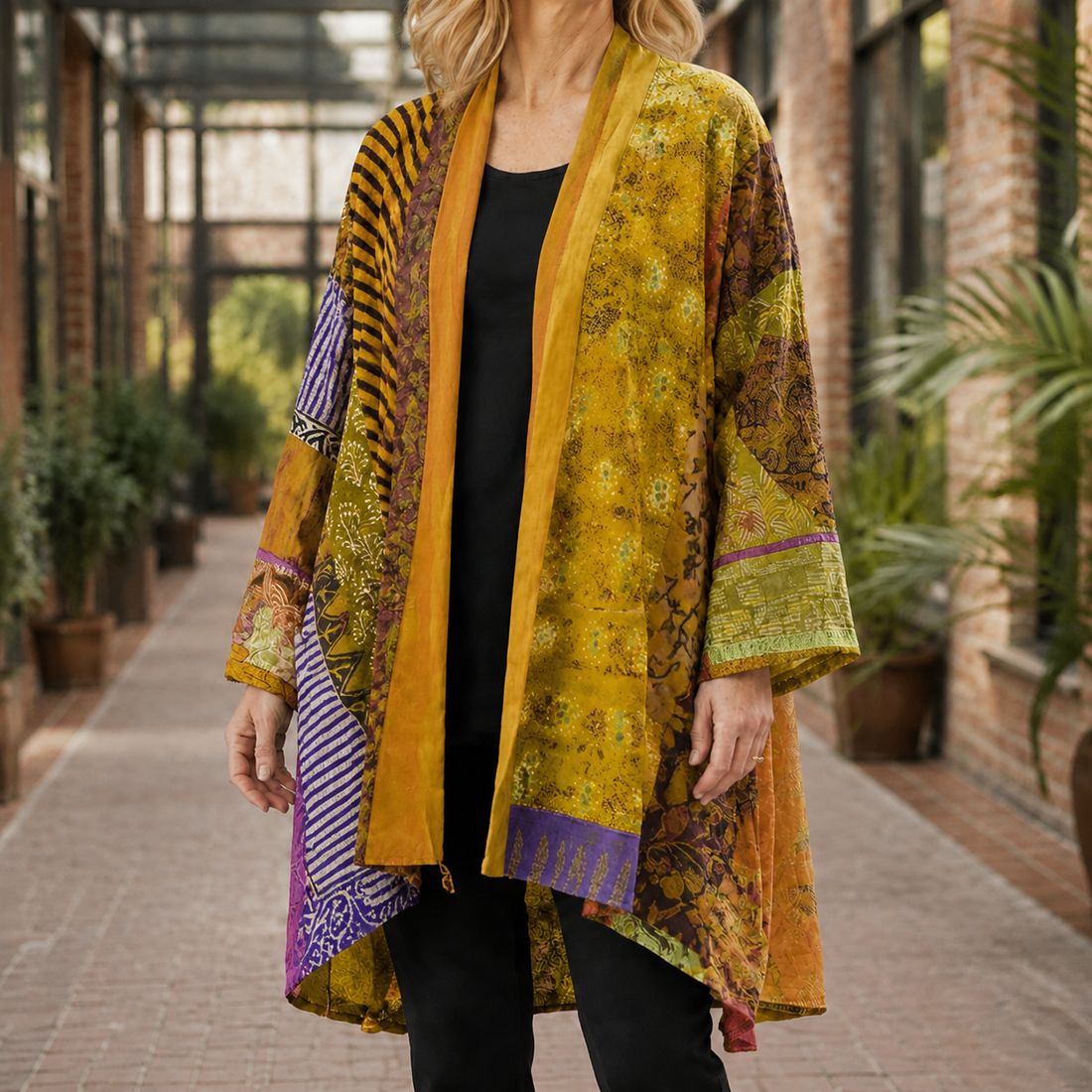 Chiara Patchwork Cardigan - Yellow