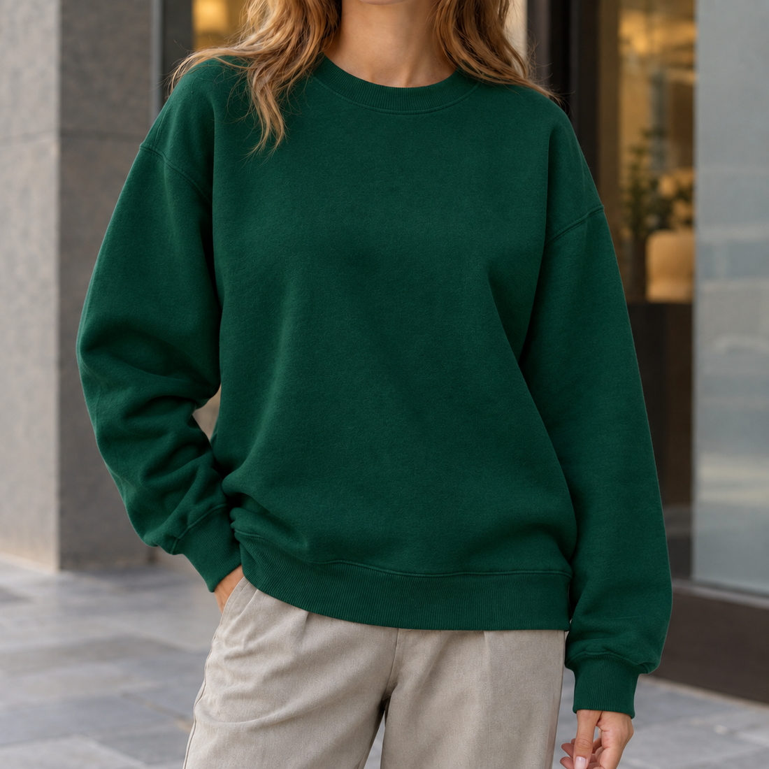 Giulia-Belle Crewneck Sweater - Dark Green