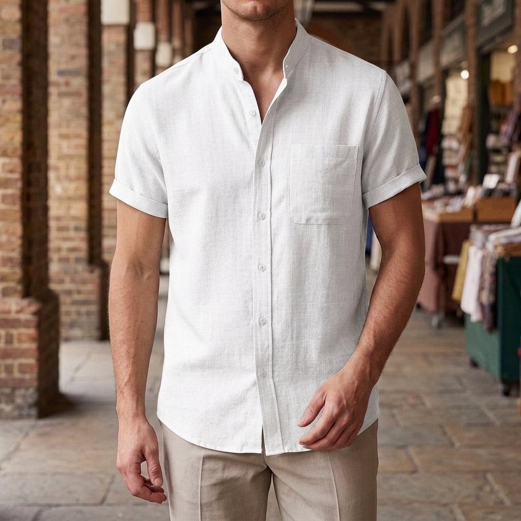 Hudson Mandarin Shirt - White