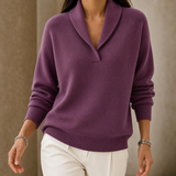 Edith Shawl Collar Sweater - Purple