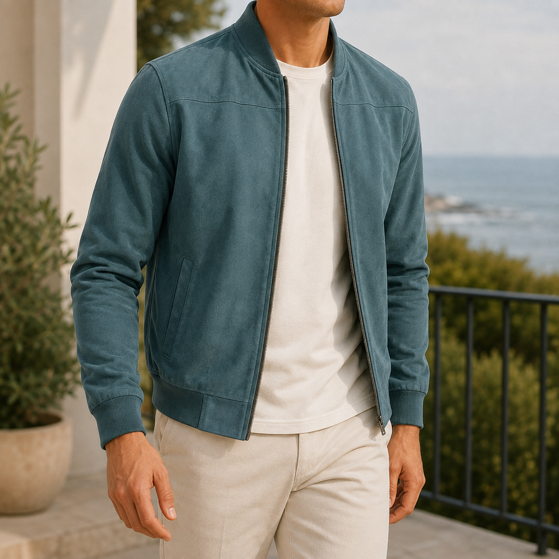 Vaughn Bomber Jacket - Teal Blue