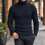 Pierrick Cable Turtleneck - Navy Blue