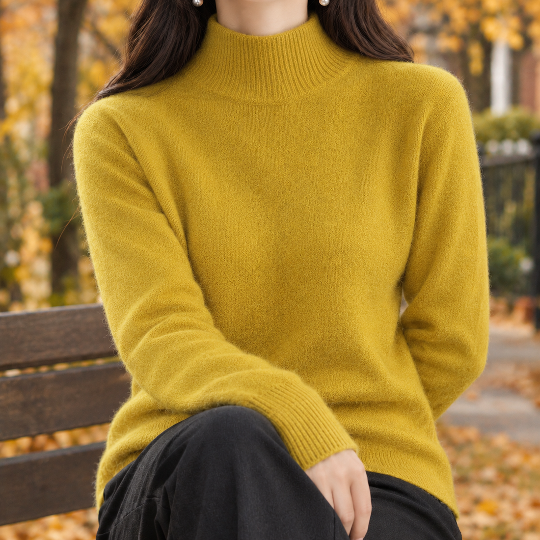 Ludovica-Belle Mock Neck Sweater - Mustard Yellow