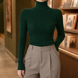 Gwendolyn Slim Turtleneck Top - Dark Green