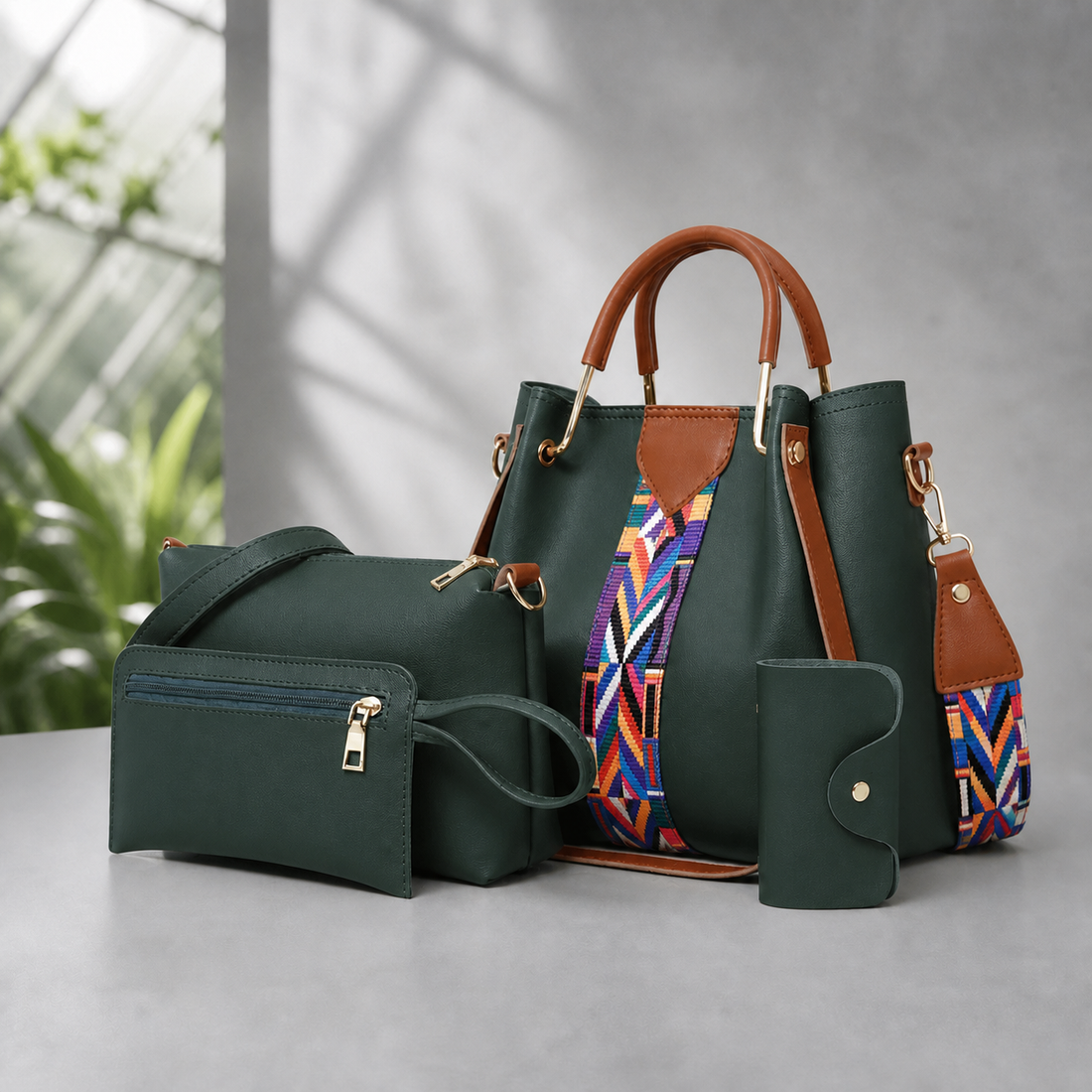 Accardi Four-Piece Handbag Set - Green