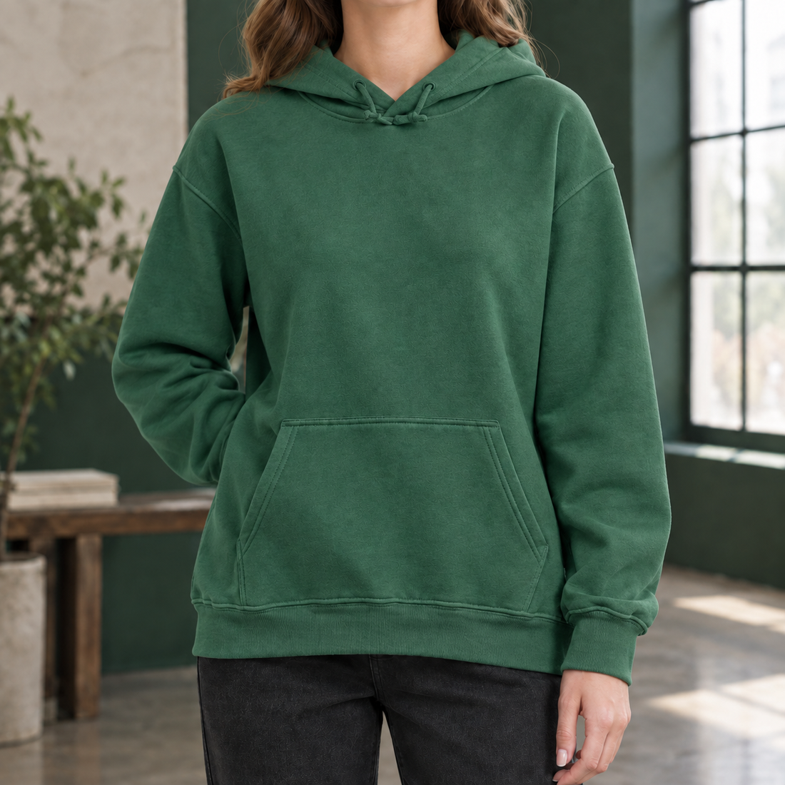 Joy-Hope Relaxed Hoodie - Dark Green