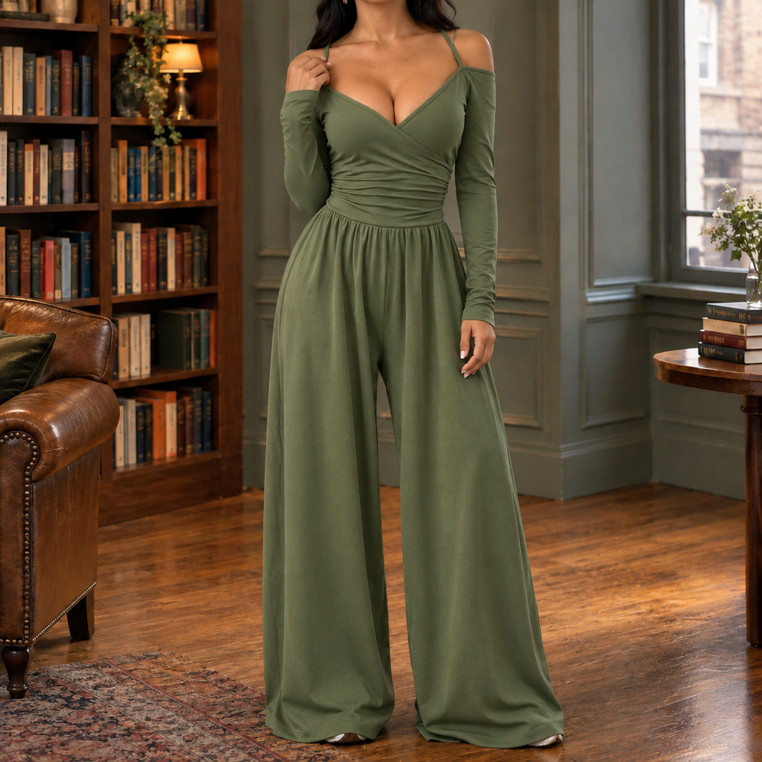 Mallory-Rae Wide-Leg Jumpsuit - Olive Green