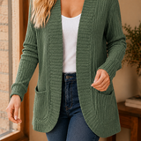 Yara Ribbed Cardigan - Fern Green