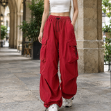 Charlotte-Belle Relaxed Cargo Pants - Red