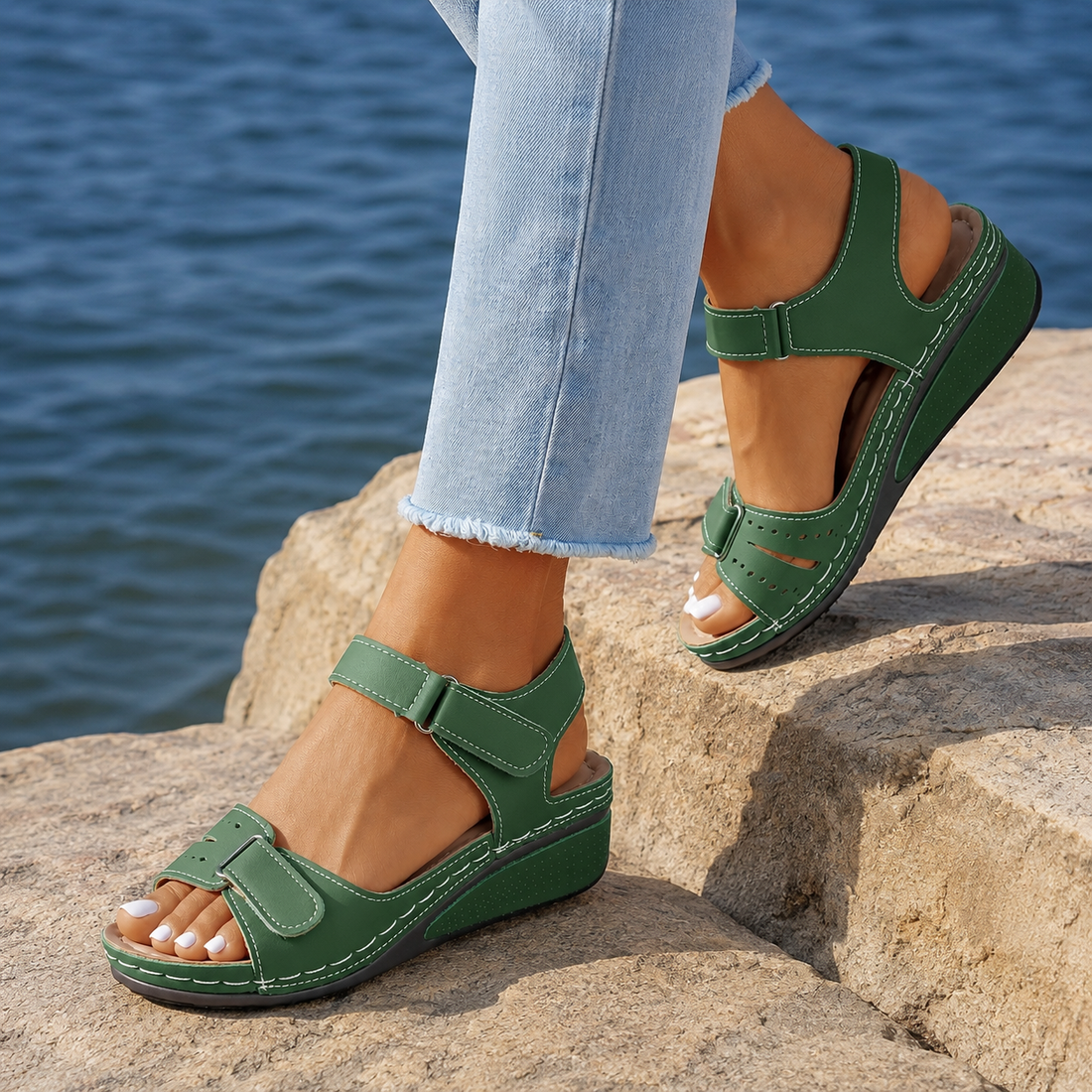 Amalfi Adjustable Sandals - Green