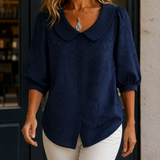 Cordelia Embroidered Blouse - Dark Blue