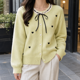 Ines-Kate Heart Cardigan - Yellow Green