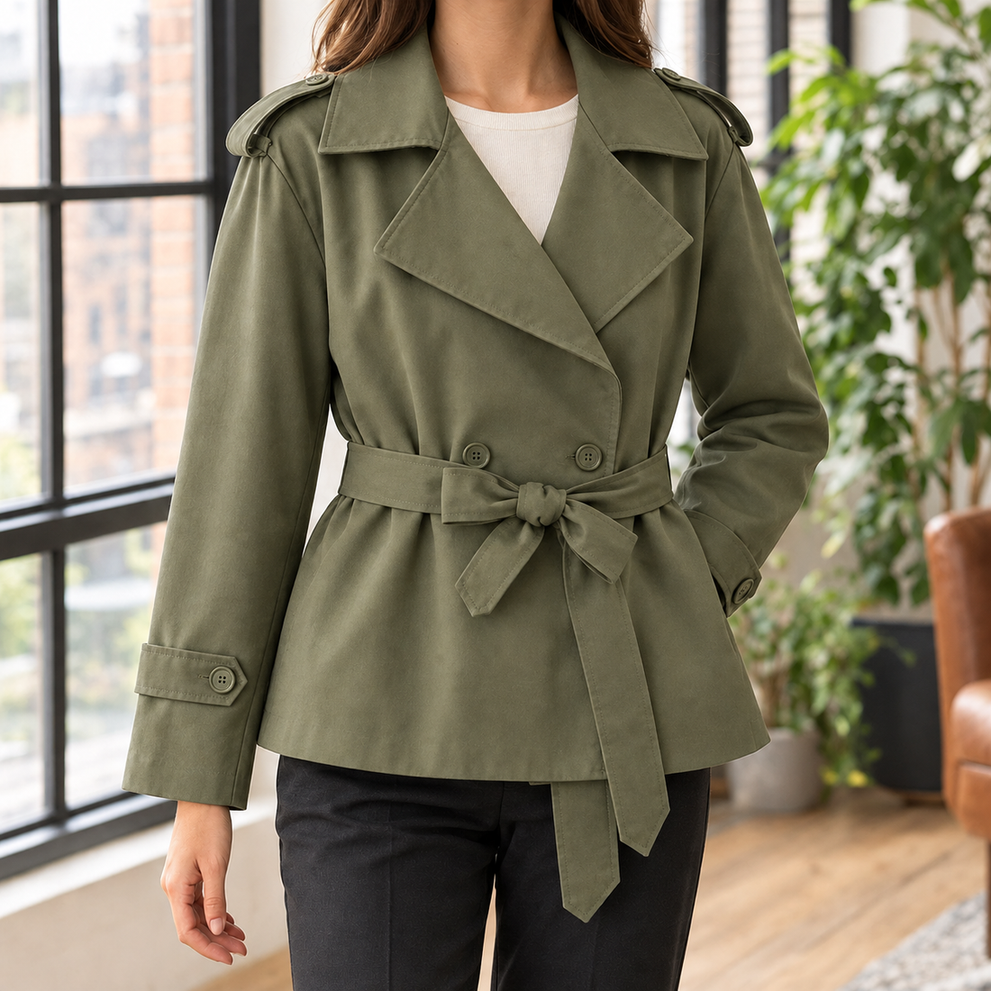 Nicolette Belted Jacket - Army Green