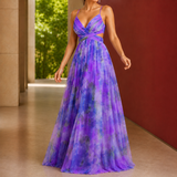 Cleo Watercolor Maxi Dress - Purple