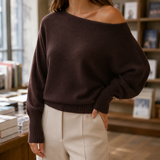Xenia Asymmetric Sweater - Dark Brown