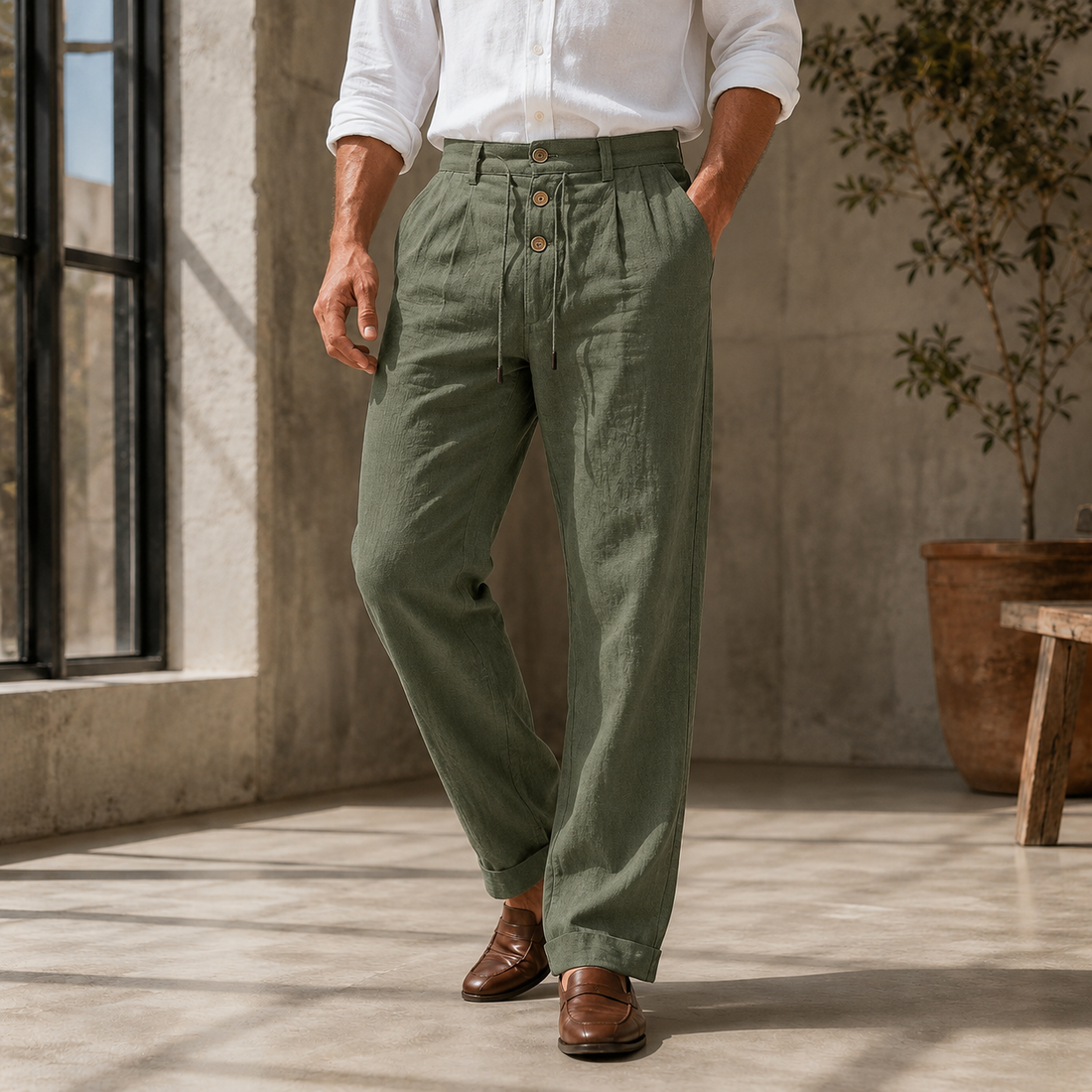 Blake Relaxed Pants - Army green