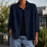 Sofia Linen Jacket - Navy Blue