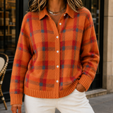 Aimee Plaid Sweater - Orange