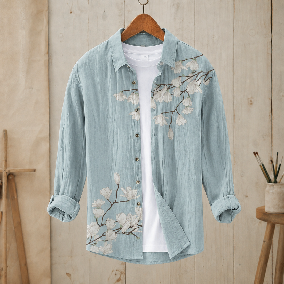 Knox Linen Shirt - Pale Blue Magnolia