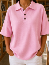 Clara Waffle Polo - Pink